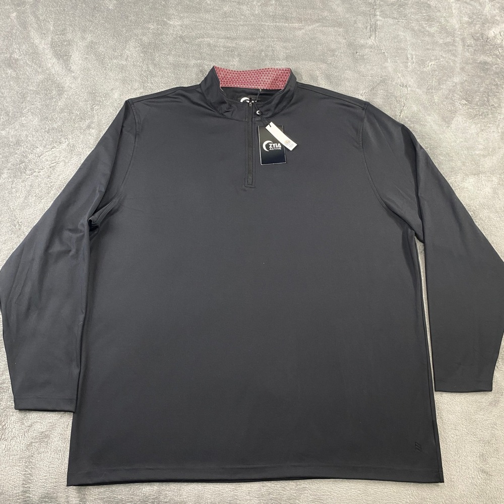 Zyia Active 1/4 Zip Pullover Mens XXXL Big Tall Black Sand Hill Long Sleeve Golf
